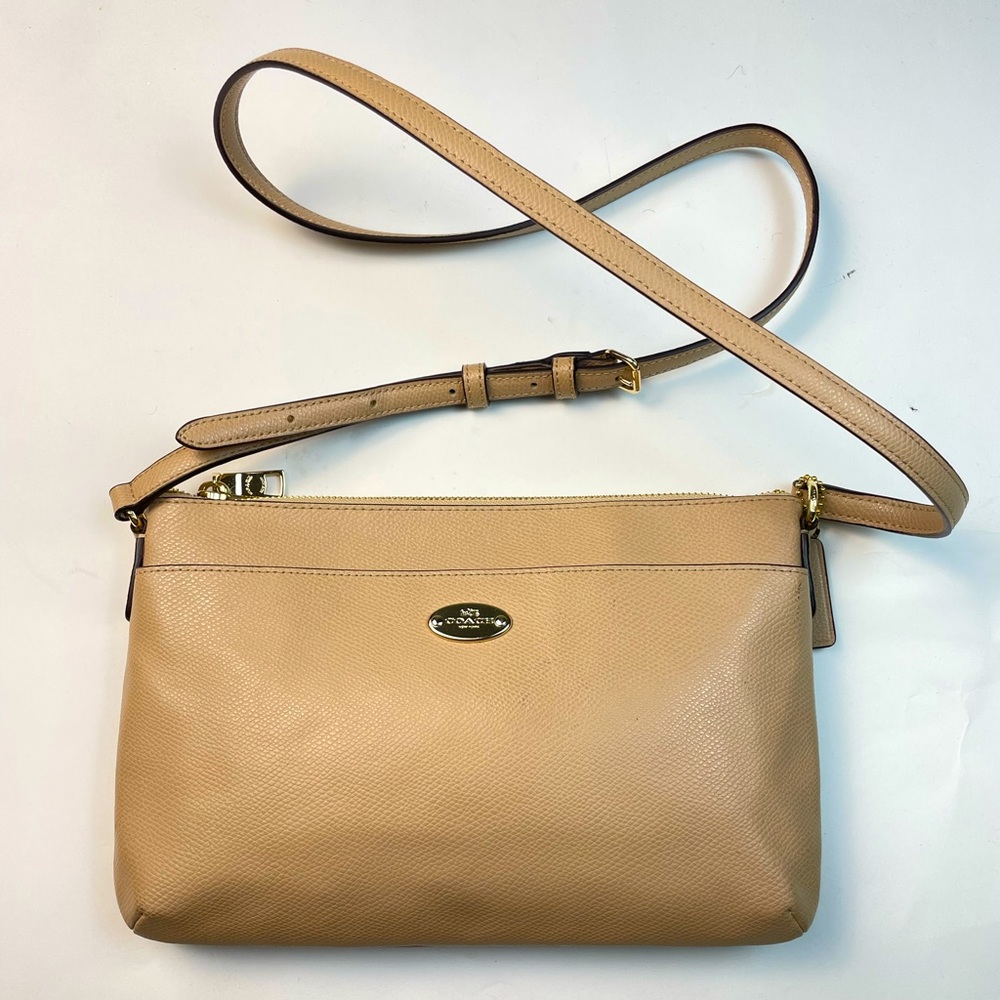 Coach Beige/Tan Leather Crossbody Bag